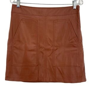 Loft Faux Leather Brown Cognac Mini Skirt